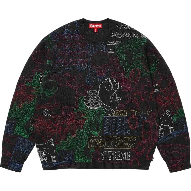 Кофта Supreme SS26 Коллаж Вышитый Свитер Унисекс - изображение 1