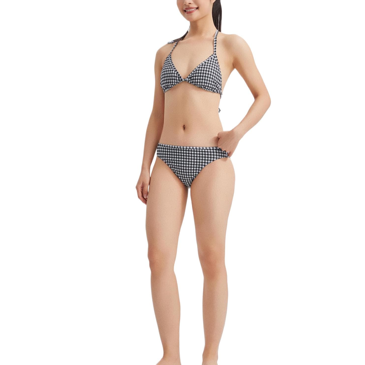 DECATHLON OLAIAN Текстурированные NINA GINGHAM Плавательные шорты Женские Дымчатый Черный - изображение 7