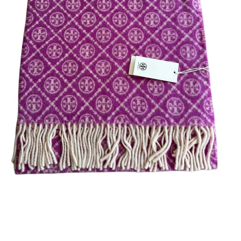 Шарф Tory Burch Шарфы из овечьей шерсти вязаные Унисекс Фуксия - изображение 2