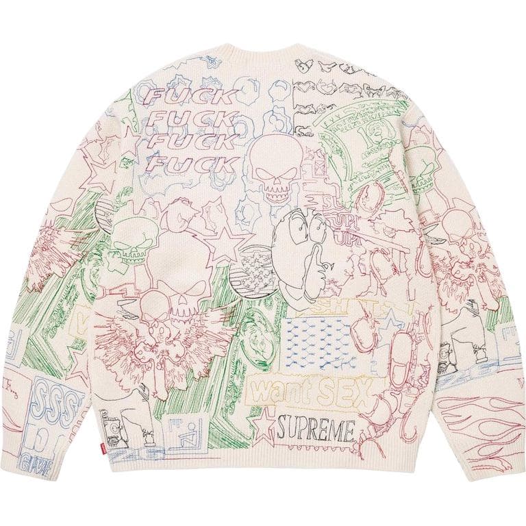 Кофта Supreme SS26 Коллаж Вышитый Свитер Унисекс - изображение 4