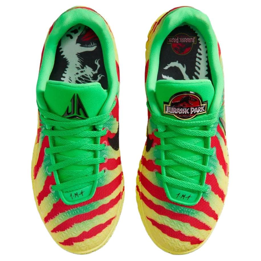 Кроссовки для баскетбола Nike X Jurassic Park Ja 3 Oтскок Сцепление Баскетбольные кроссовки Мужской Зеленый желтый - изображение 4