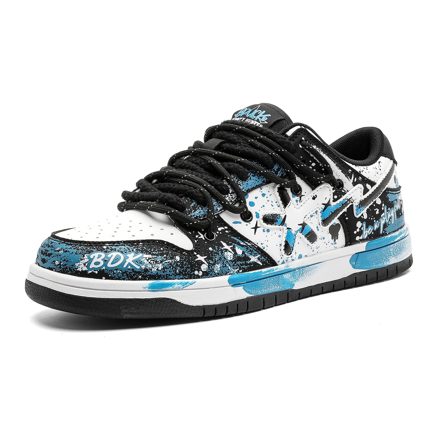 Кроссовки B.DUCK Hook Storm Lightning Глубокое море Звездный свет Кляксы чернил Граффити С эффектом старения Готический стиль - изображение 2