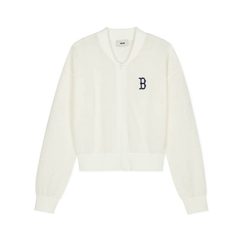 Кофта MLB Boston Red Sox Кремовая текстура KCV01 Женские Трикотаж - изображение 1