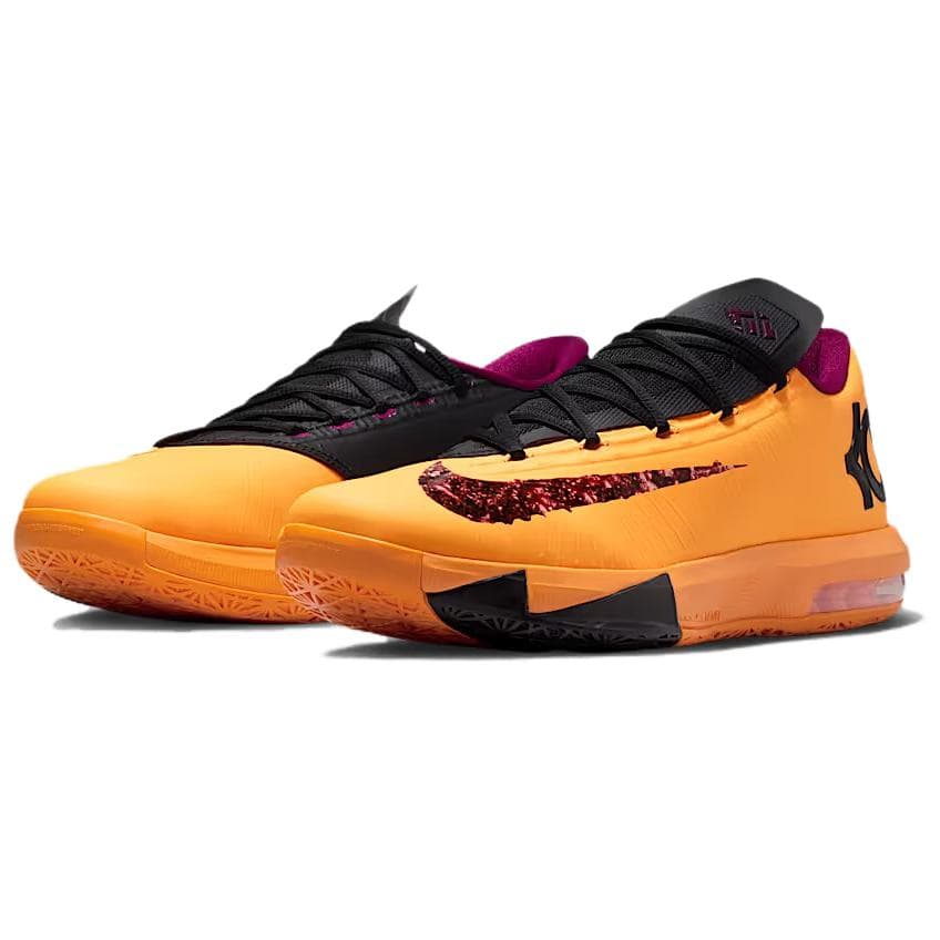 Кроссовки для баскетбола Nike KD 6 Low Топ Баскетбольные кроссовки Мужской Желтый черный - изображение 3