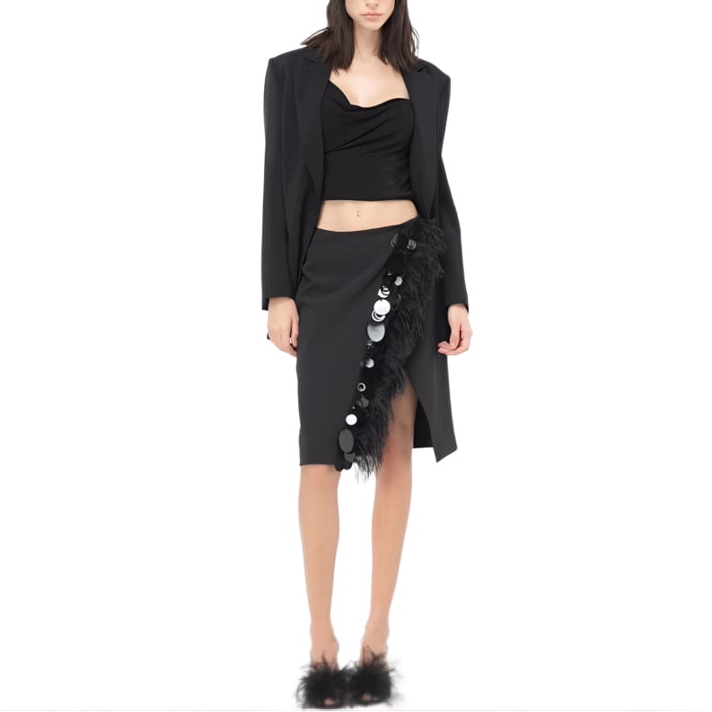 Юбка PINKO FW23 Gonna Con Piume E Paillettes - изображение 1