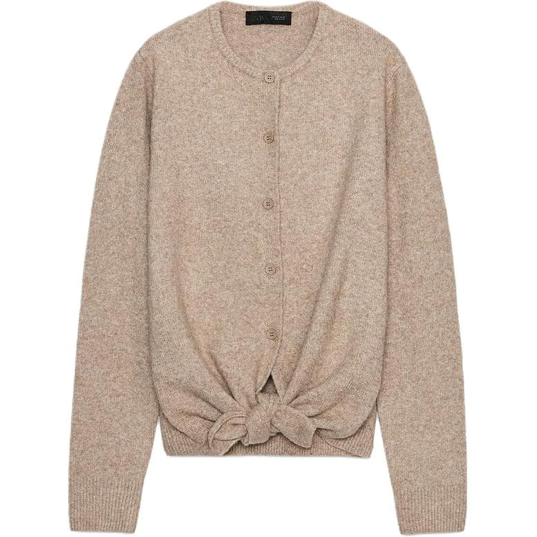 Кардиган ZARA Серый Коричневый Женские Свитера - изображение 1
