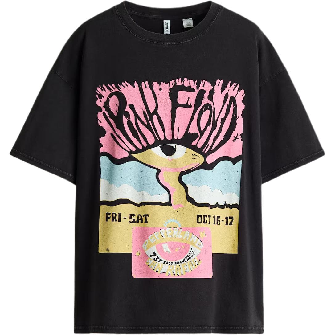 Футболка H M Черный Розовый Floyd Женские T-рубашки - изображение 1