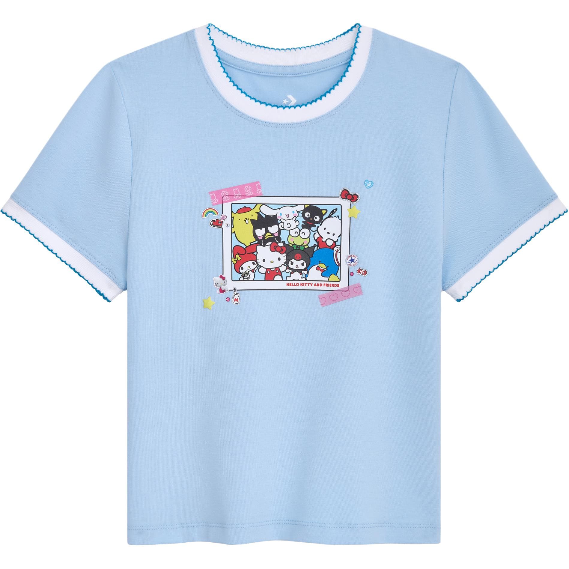Футболка Converse x Hello Kitty And Friends Совместная коллекция Круглый вырез Минималистичный Повседневный На открытом воздухе Пуловер Короткий рукав T-shirt Женский - изображение 1