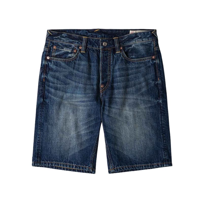 Джинсовые шорты EVISU Джинсовые синие мужские джинсовые шорты - изображение 2