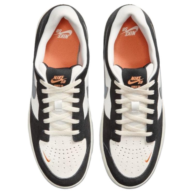 Кроссовки Nike SB FORCE 58 Текстиль Спилок коровьей кожи Скейтборд Обувь Унисекс Черный Белый Серый - изображение 5