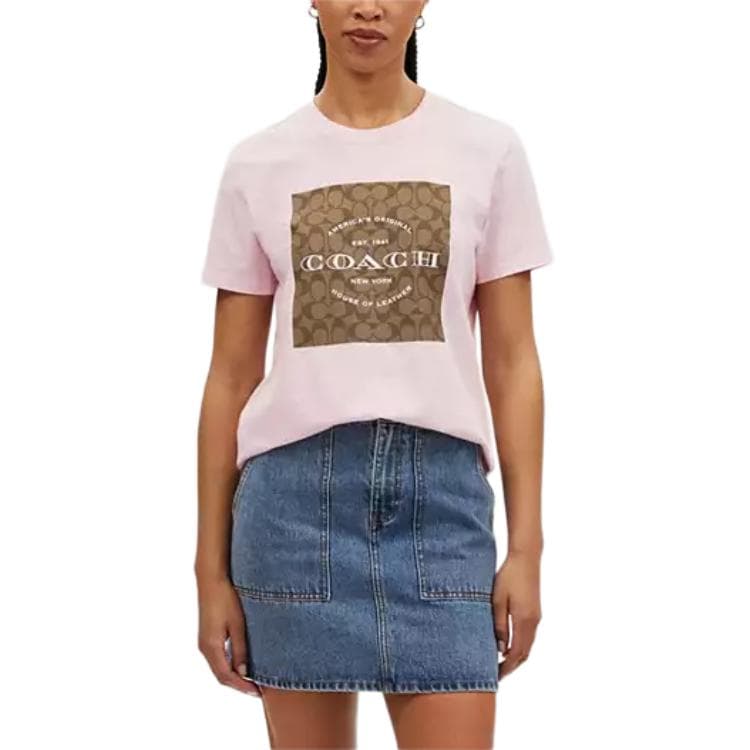 Футболка COACH SS23 Logo Print T-Shirt Pink - изображение 3