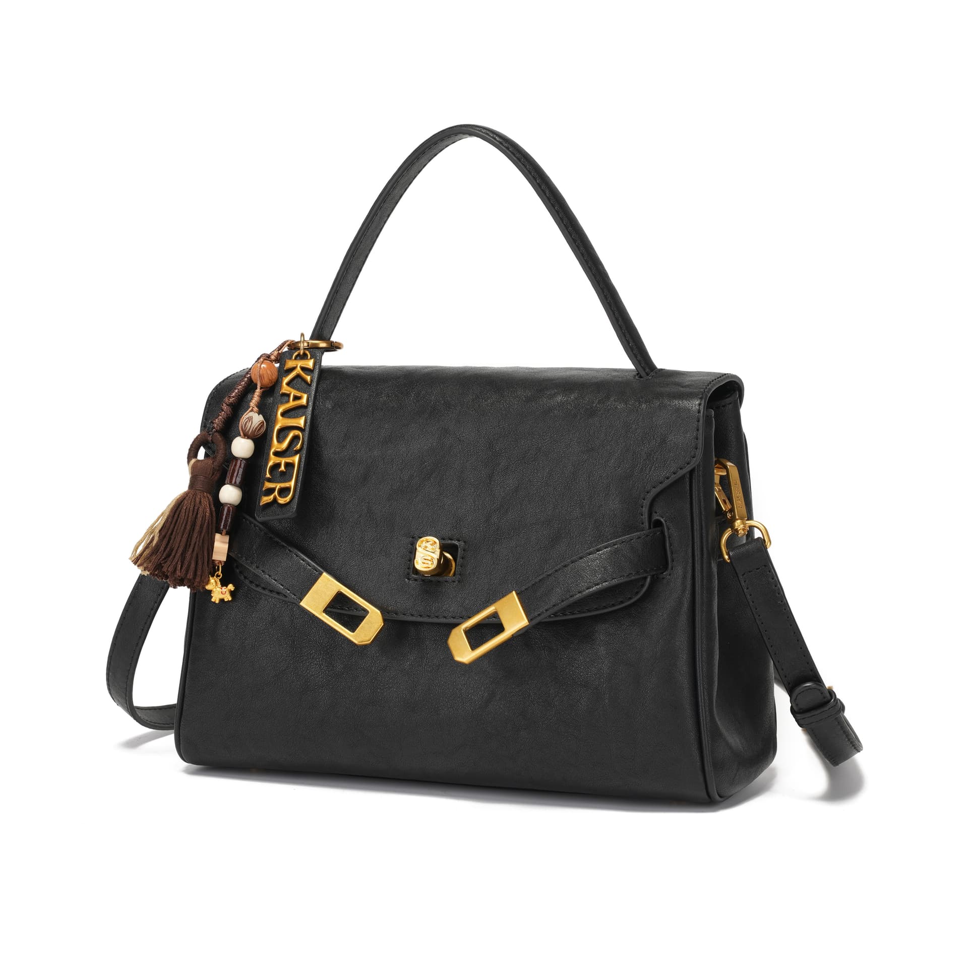 Сумка KAISER Ретро Деловой повседневный стиль Лицевая коровья кожа Сумки Регулярный Женский Черный - изображение 2