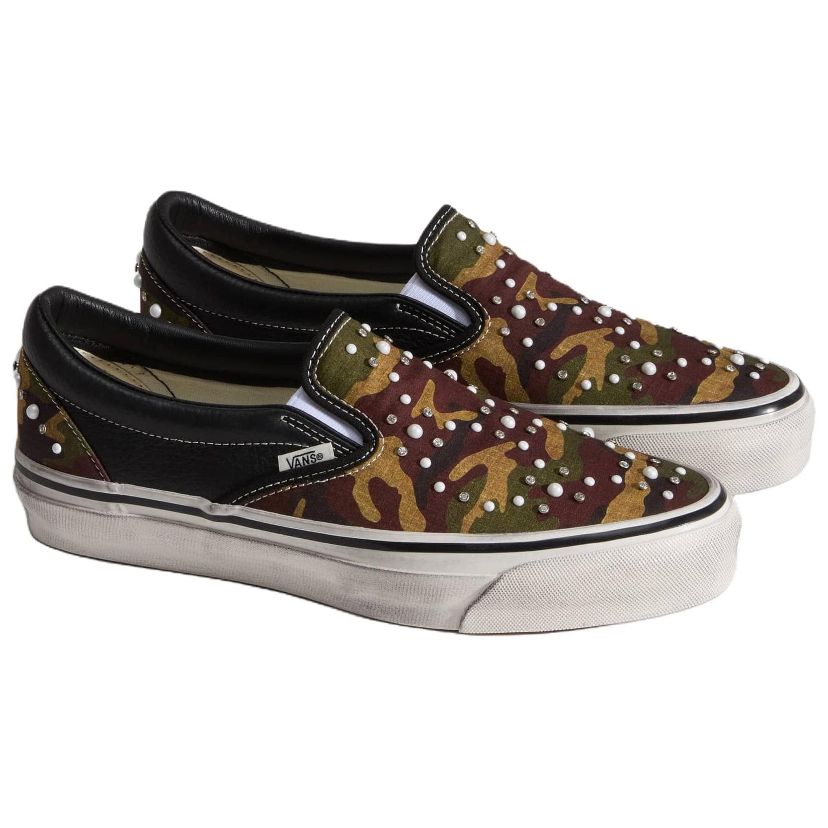 Кроссовки Vans Премиум Классический Slip On Low Топ Скейтборд Обувь Мужской Зелено-коричневый Черный - изображение 2
