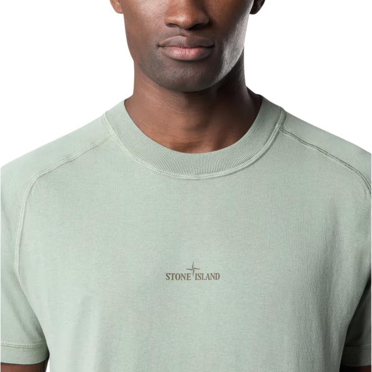 Футболка STONE ISLAND Рубашка T Мужская Шалфейно-Зеленая - изображение 5