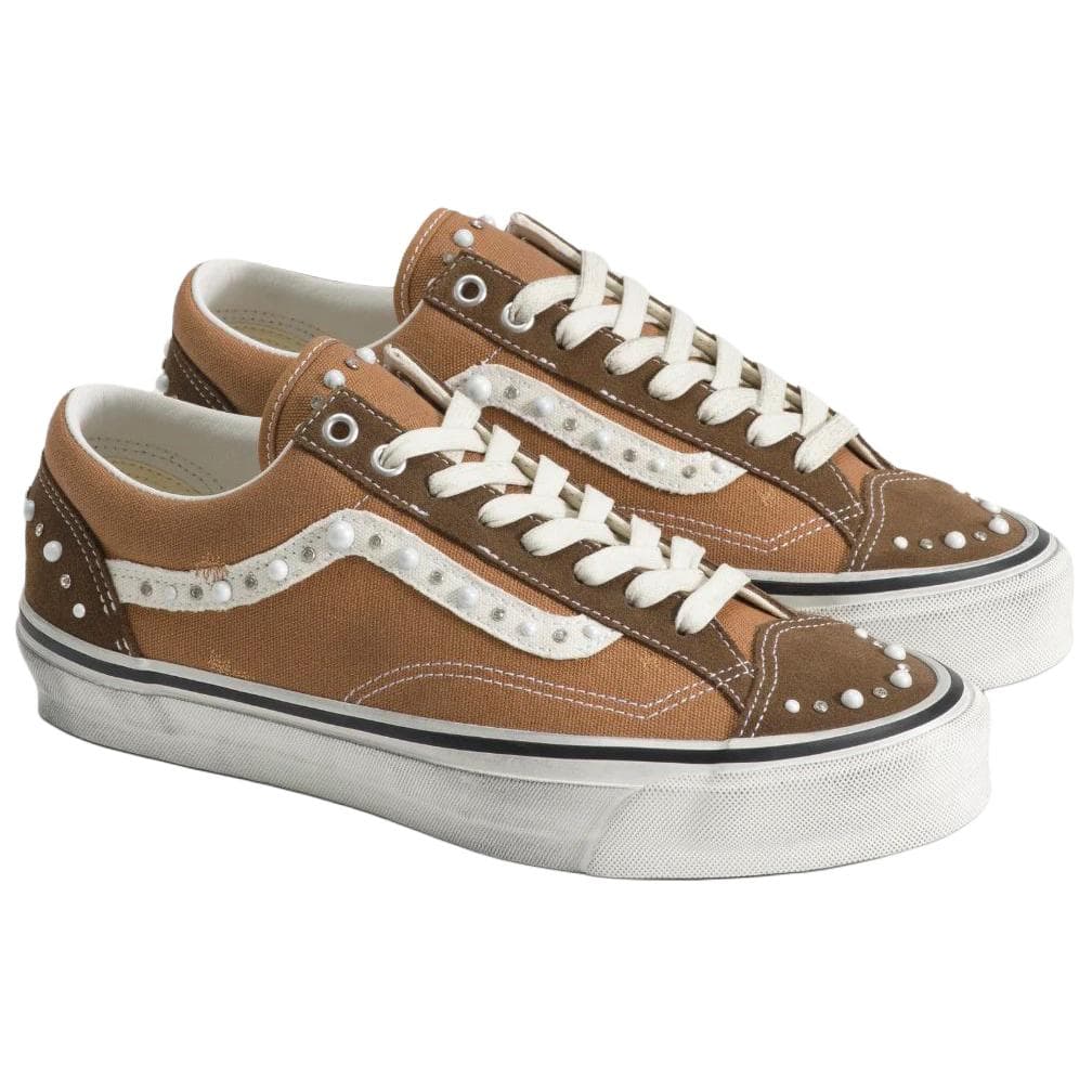 Кроссовки Vans Premium old skool 36 Скейтборд Обувь Унисекс Коричневый белый - изображение 2