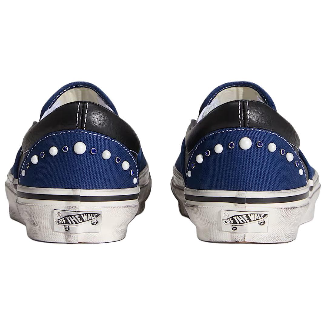Кроссовки Vans Премиум Классический Slip On Low Топ Скейтборд Обувь Унисекс Синий черный - изображение 3