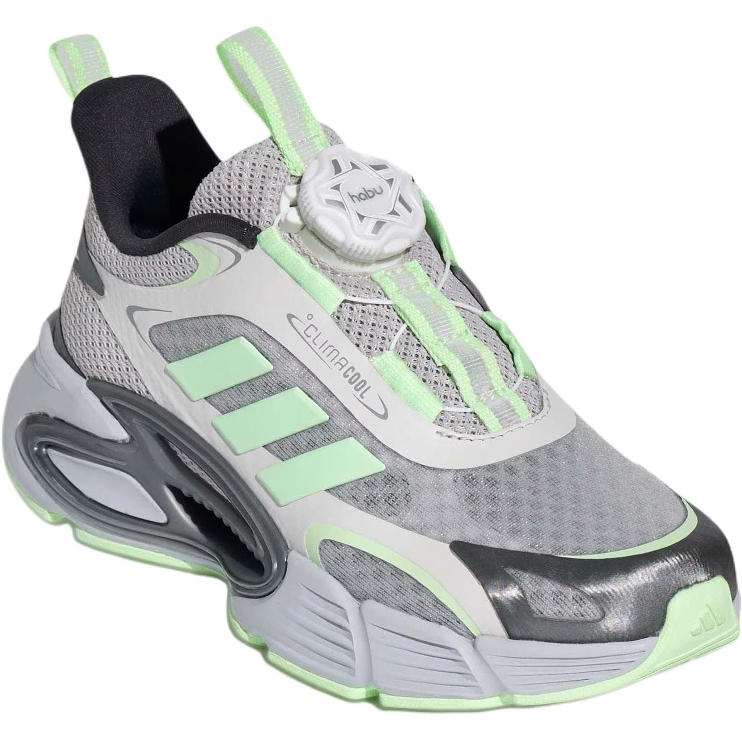 Кроссовки Adidas Climacool противоскользящие устойчивые к истиранию низкие кеды для бега серо-зеленые детские - изображение 3