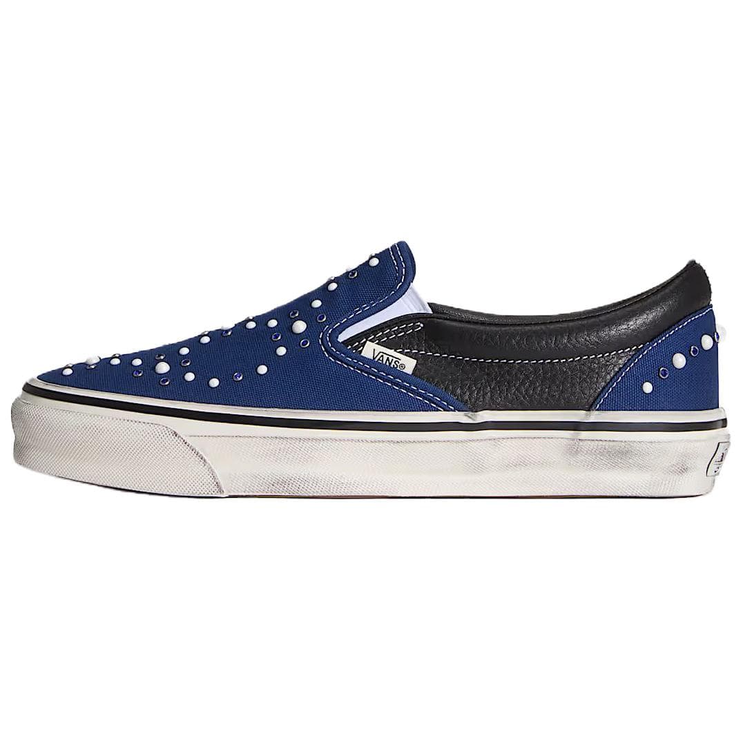 Кроссовки Vans Премиум Классический Slip On Low Топ Скейтборд Обувь Унисекс Синий черный - изображение 1