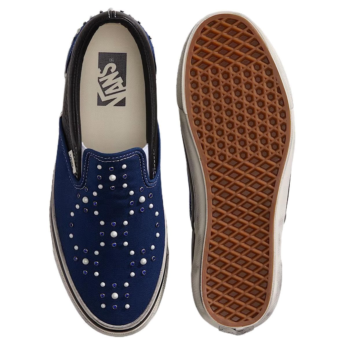 Кроссовки Vans Премиум Классический Slip On Low Топ Скейтборд Обувь Унисекс Синий черный - изображение 4