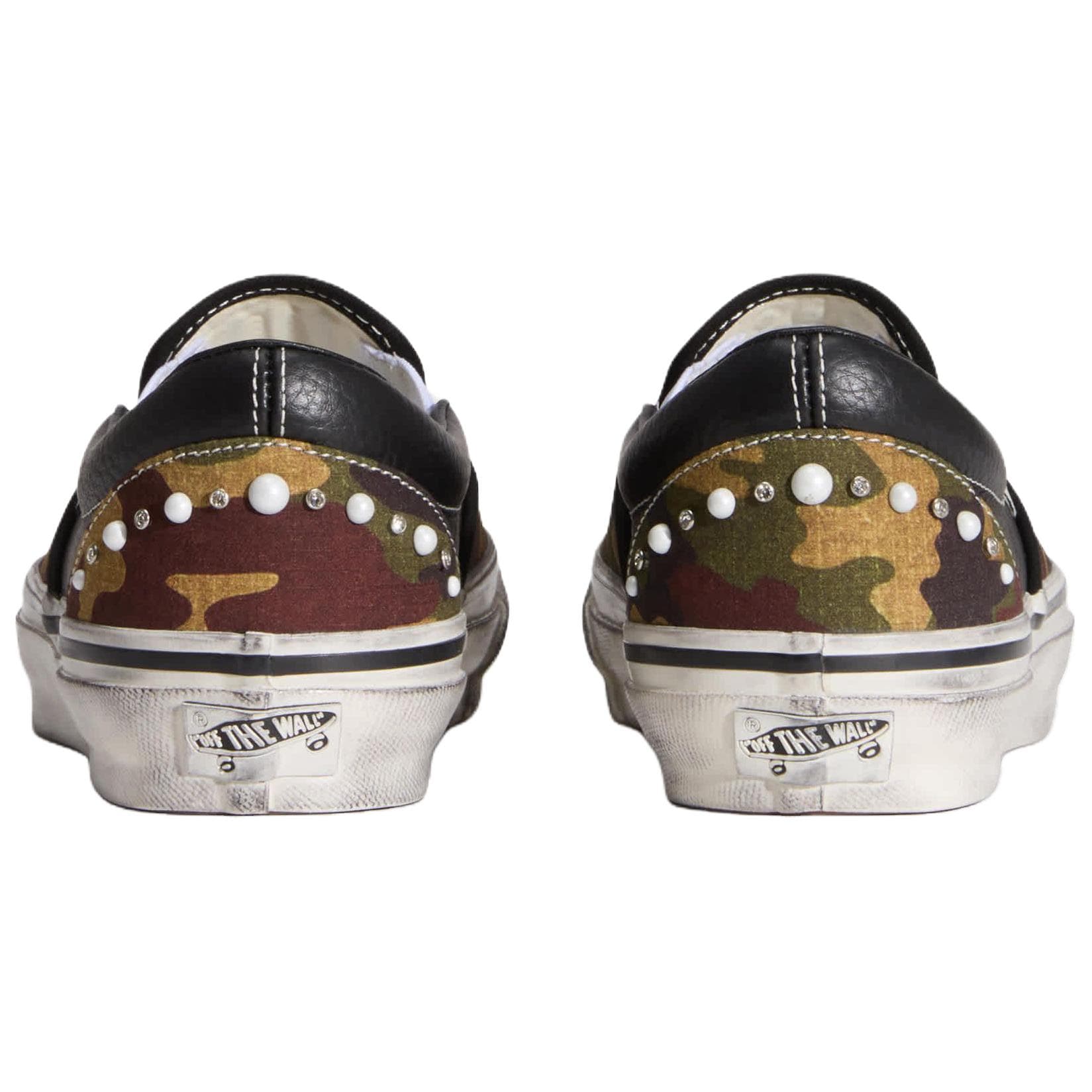 Кроссовки Vans Премиум Классический Slip On Low Топ Скейтборд Обувь Мужской Зелено-коричневый Черный - изображение 3
