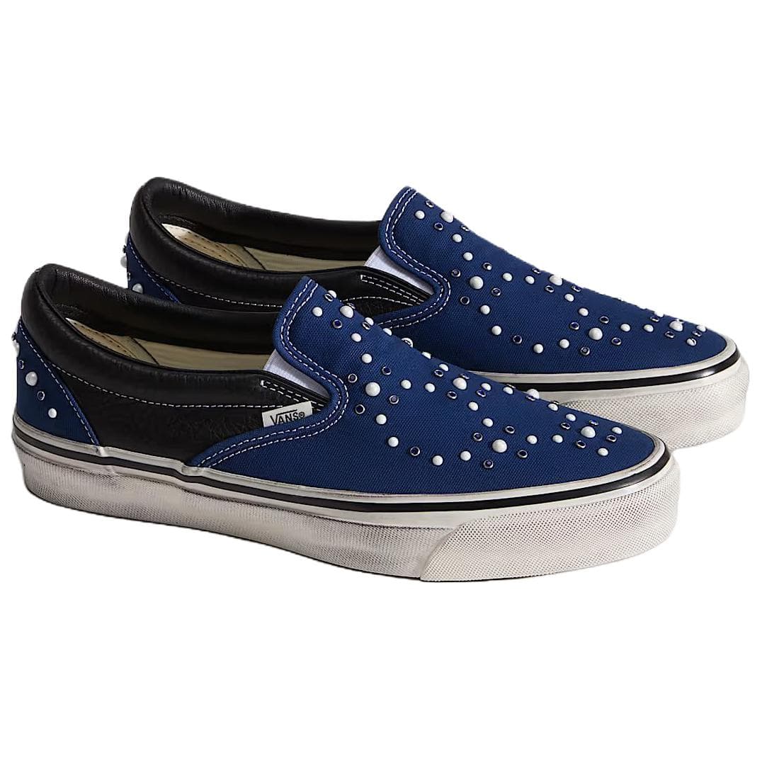 Кроссовки Vans Премиум Классический Slip On Low Топ Скейтборд Обувь Унисекс Синий черный - изображение 2