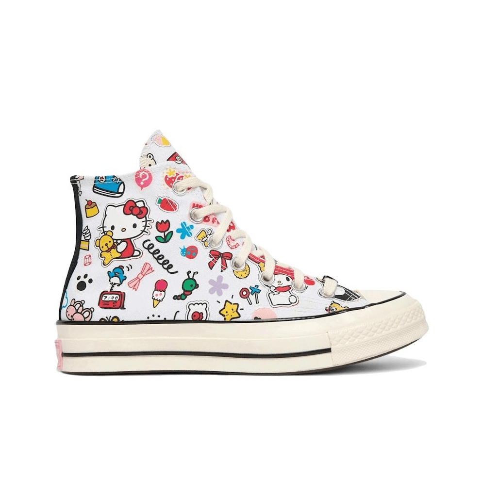Кеды Converse x Hello Kitty AND Friends Chuck 70 Hi Удобная посадка Хай-топы Кеды Унисекс Белый красный - изображение 2