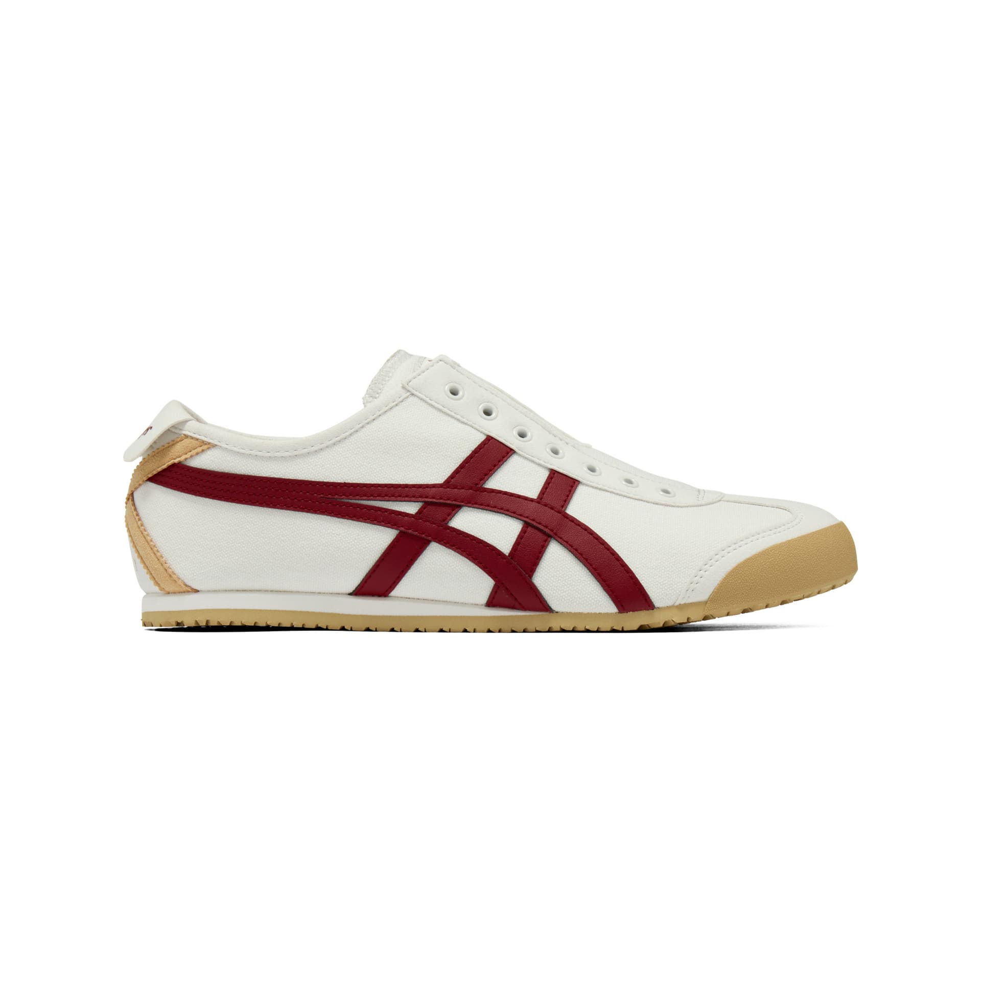Кроссовки Onitsuka Tiger MEXICO 66 Slip-On Ткань Повседневная Обувь Унисекс Экрю Темно-Красный - изображение 2