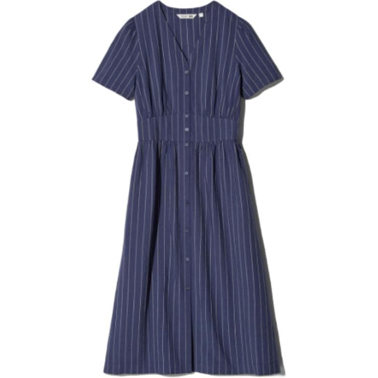 Платье UNIQLO Comptoir Des Cotonniers Темно-синий Женские Короткие Платья с Длинными Рукавами - изображение 1