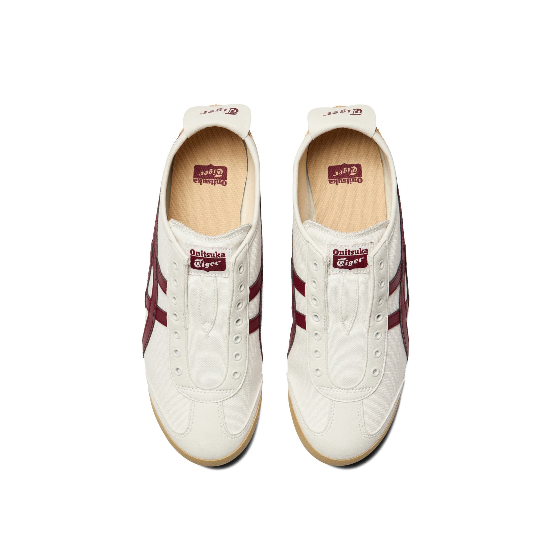 Кроссовки Onitsuka Tiger MEXICO 66 Slip-On Ткань Повседневная Обувь Унисекс Экрю Темно-Красный - изображение 5