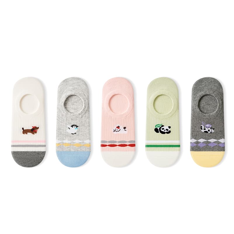 PRIMEET Освежающий вариант Кислород Cute pet 5 пар [Силикон Anti Slip] Женские No Show Носки - изображение 1