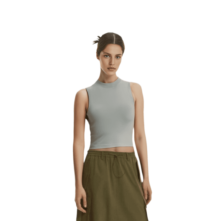 Майка SKIMS COTTON JERSEY MOCK NECK TANK mineral - изображение 2