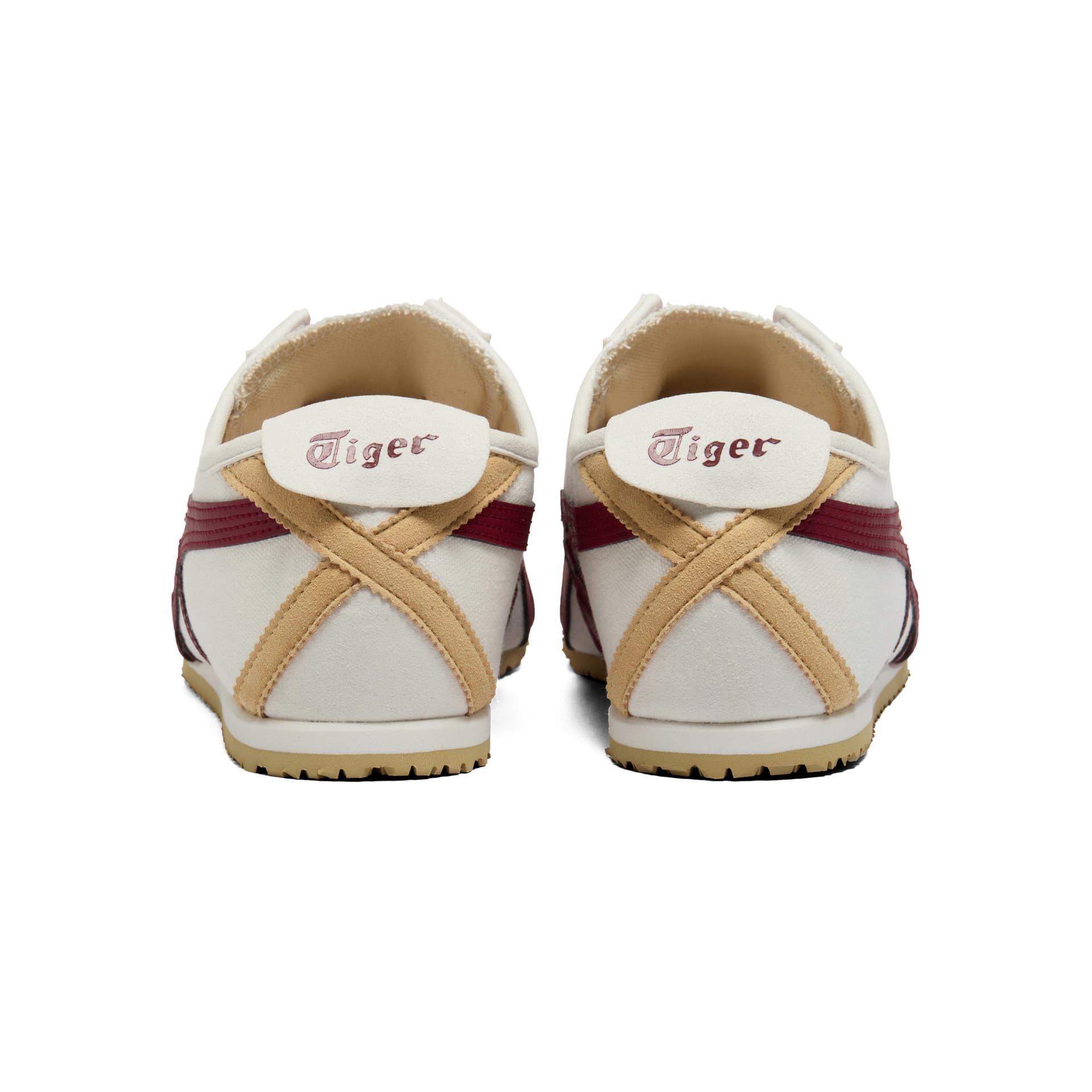 Кроссовки Onitsuka Tiger MEXICO 66 Slip-On Ткань Повседневная Обувь Унисекс Экрю Темно-Красный - изображение 6