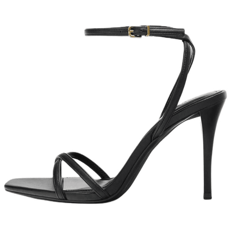 Шлёпанцы ZARA ПУ (полиуретан) Одиночные Шнуровые Сандалии 9,5 см Женские Черные - изображение 1