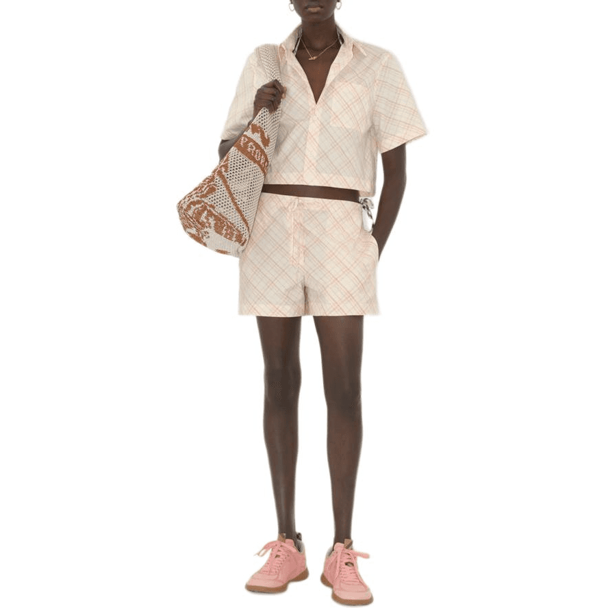 Шорты Burberry SS25 Повседневные шорты женские темно-розовые - изображение 2