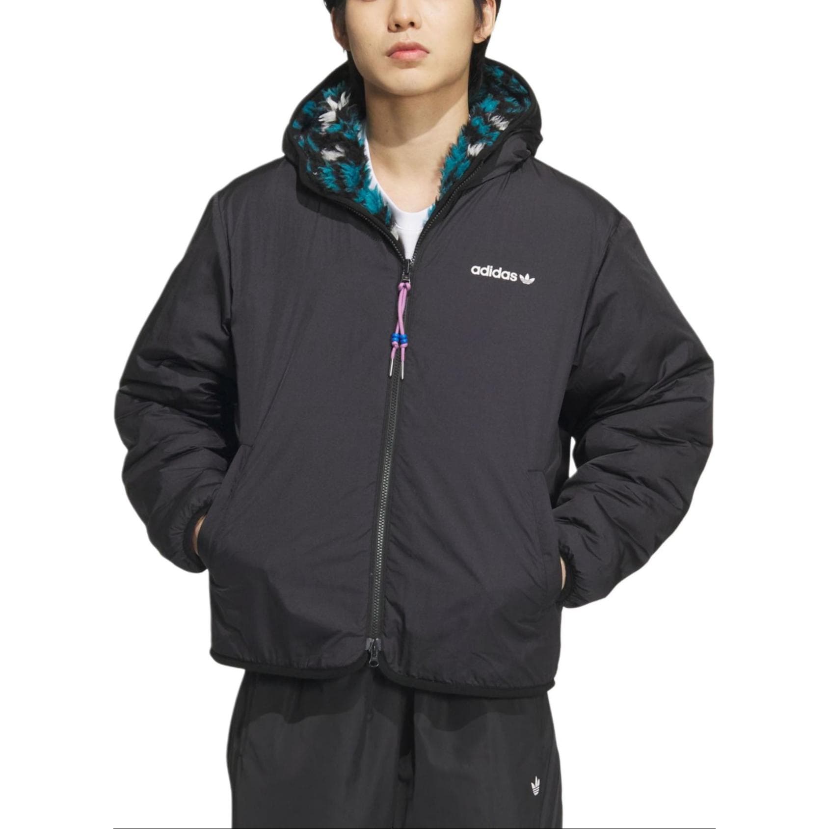 Куртка Adidas Originals Двусторонние куртки и пальто ALLOVER PRINT унисекс черные - изображение 5
