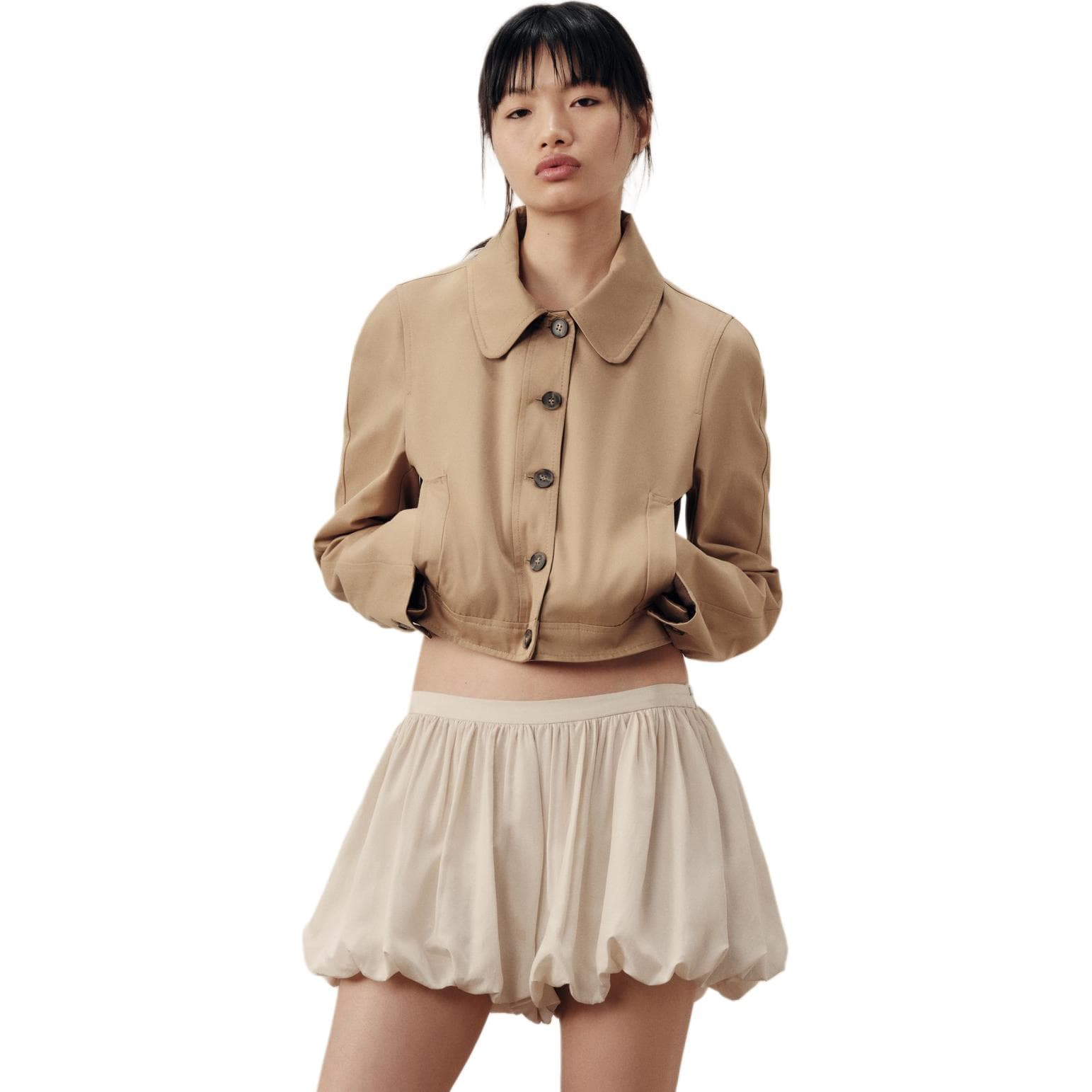 Юбка ZARA Повседневные короткие юбки женские бежевые - изображение 2