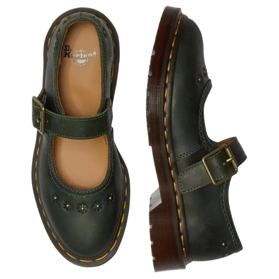 Dr.Martens Mary Jane Flower Кожа Платформа Туфли Мэри Джейн Женские Зеленые - изображение 5
