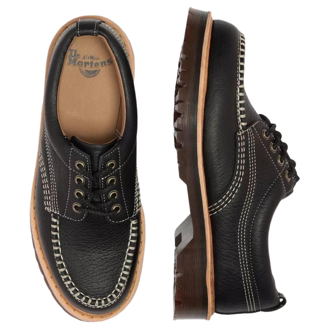 Dr.Martens Lowell Wild Grain Кожаная Лаконичная Мода Повседневные Кожаные Туфли Унисекс Черные - изображение 5