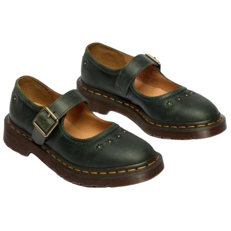 Dr.Martens Mary Jane Flower Кожа Платформа Туфли Мэри Джейн Женские Зеленые - изображение 3
