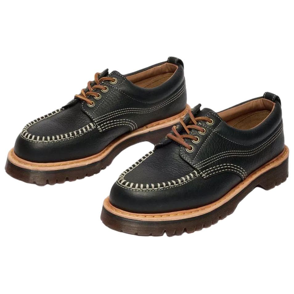 Dr.Martens Lowell Wild Grain Кожаная Лаконичная Мода Повседневные Кожаные Туфли Унисекс Черные - изображение 4