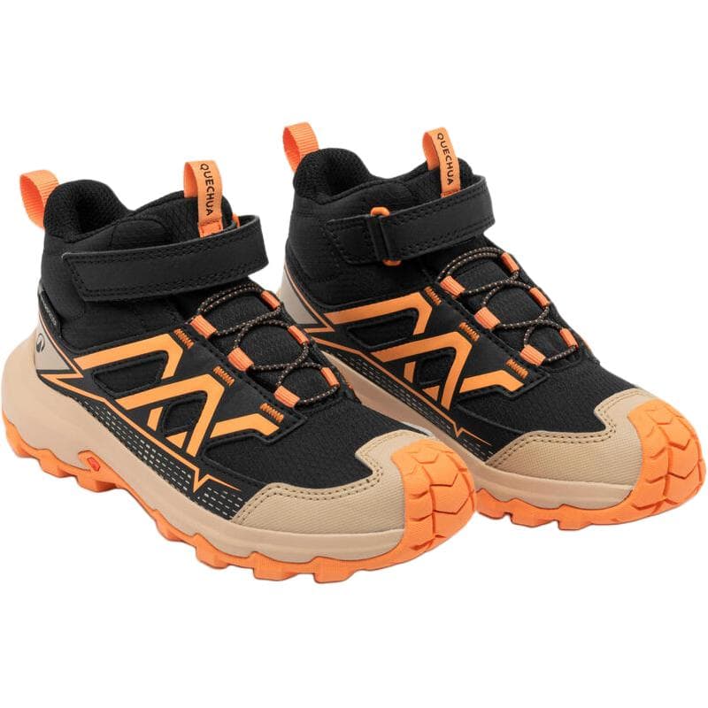DECATHLON QUECHUA Противоскользящая водонепроницаемая верхняя детская туристическая обувь черного цвета для детей - изображение 3
