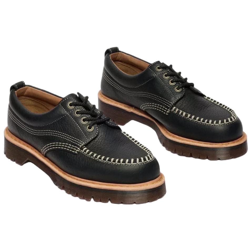 Dr.Martens Lowell Wild Grain Кожаная Лаконичная Мода Повседневные Кожаные Туфли Унисекс Черные - изображение 3