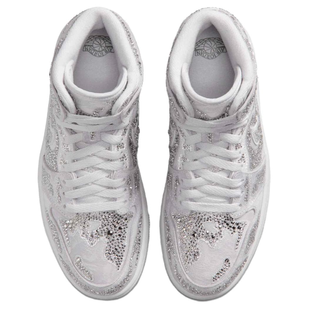 Ретро баскетбольные кроссовки Jordan X Swarovski Air Jordan 1 High Топ Винтажные баскетбольные кроссовки Женские Белые - изображение 4