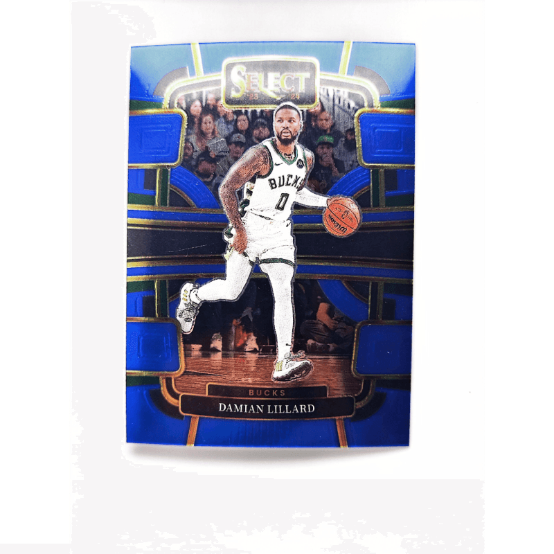 Коллекционные карточки PANINI 2023 24 Баскетбол NBA Bucks Лиллард Лиллард Электрический синий Лучшая рефракция Звезда карточки РАРные карточки - изображение 1