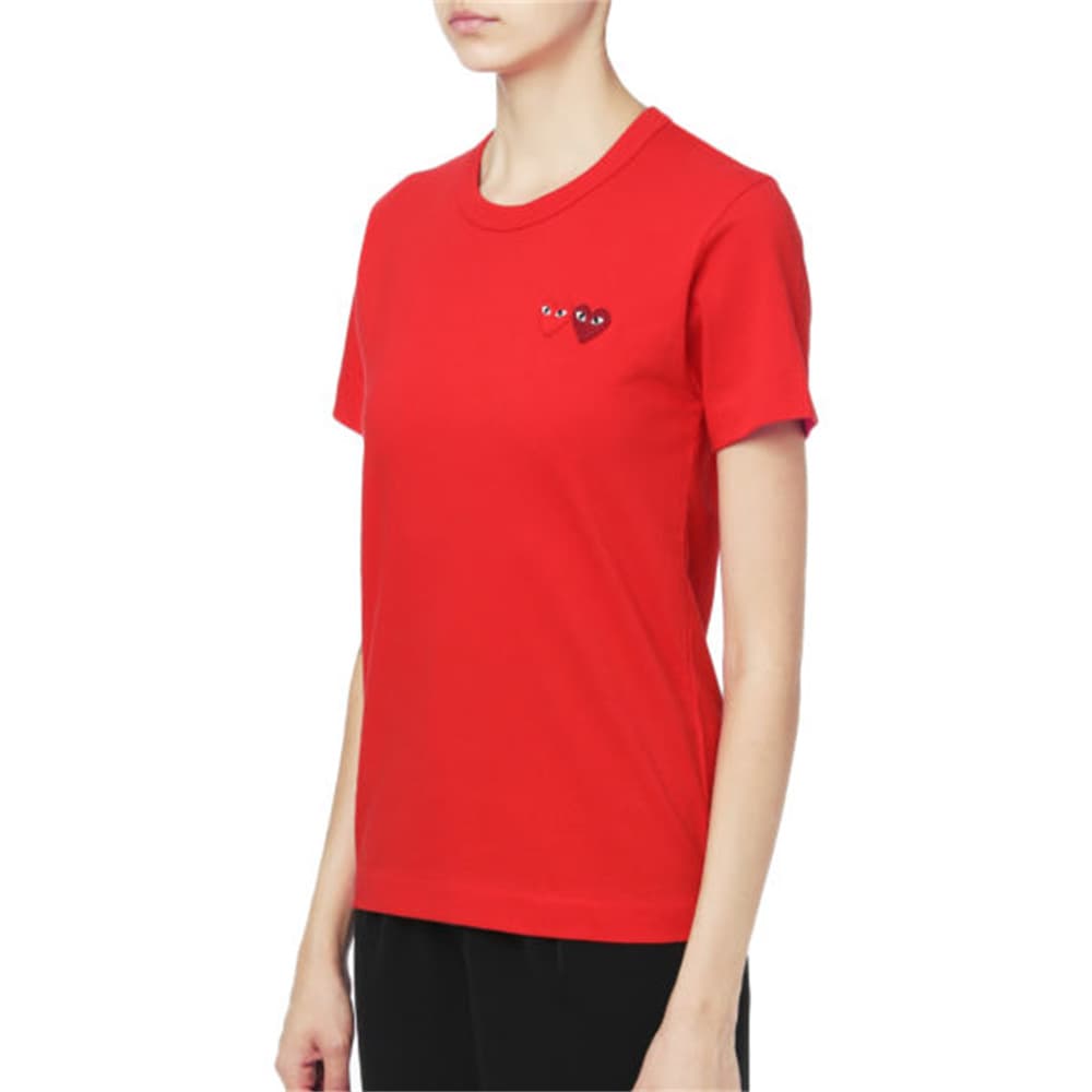 Футболка CDG Play Double Heart T-Shirt Red T - изображение 4