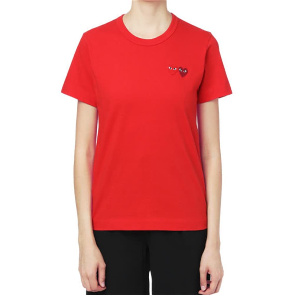 Футболка CDG Play Double Heart T-Shirt Red T - изображение 3