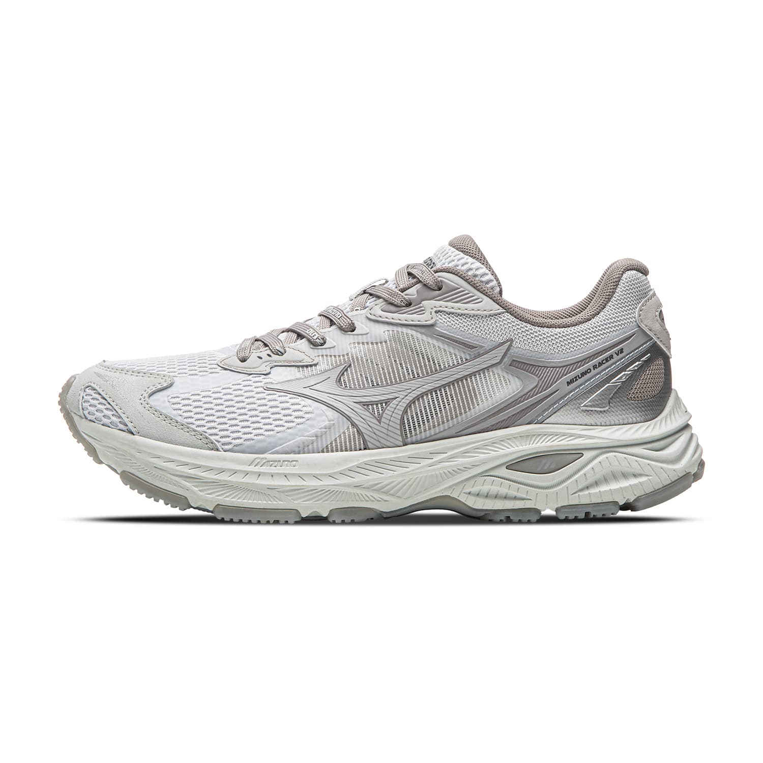 Кроссовки для бега Mizuno RACER V2 Устойчивый к истиранию Дышащий Низкий Топ Спринт Беговые кроссовки Унисекс Устричный гриб Пепельный - изображение 1