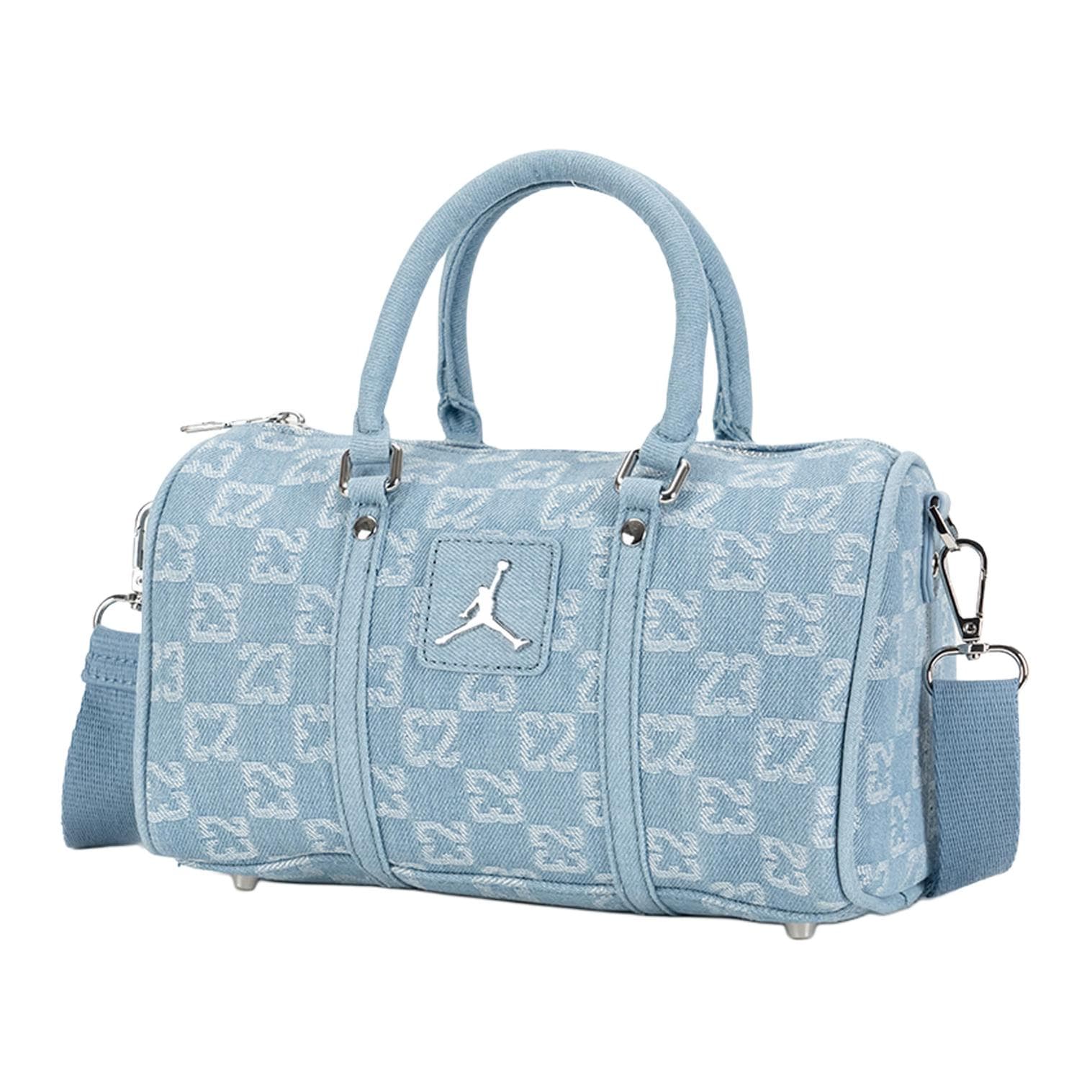 Сумка Jordan vintage print casual sports bag with zipper closure, polyester, bowling bag crossbody handbag, medium, unisex couple, denim blue - изображение 2