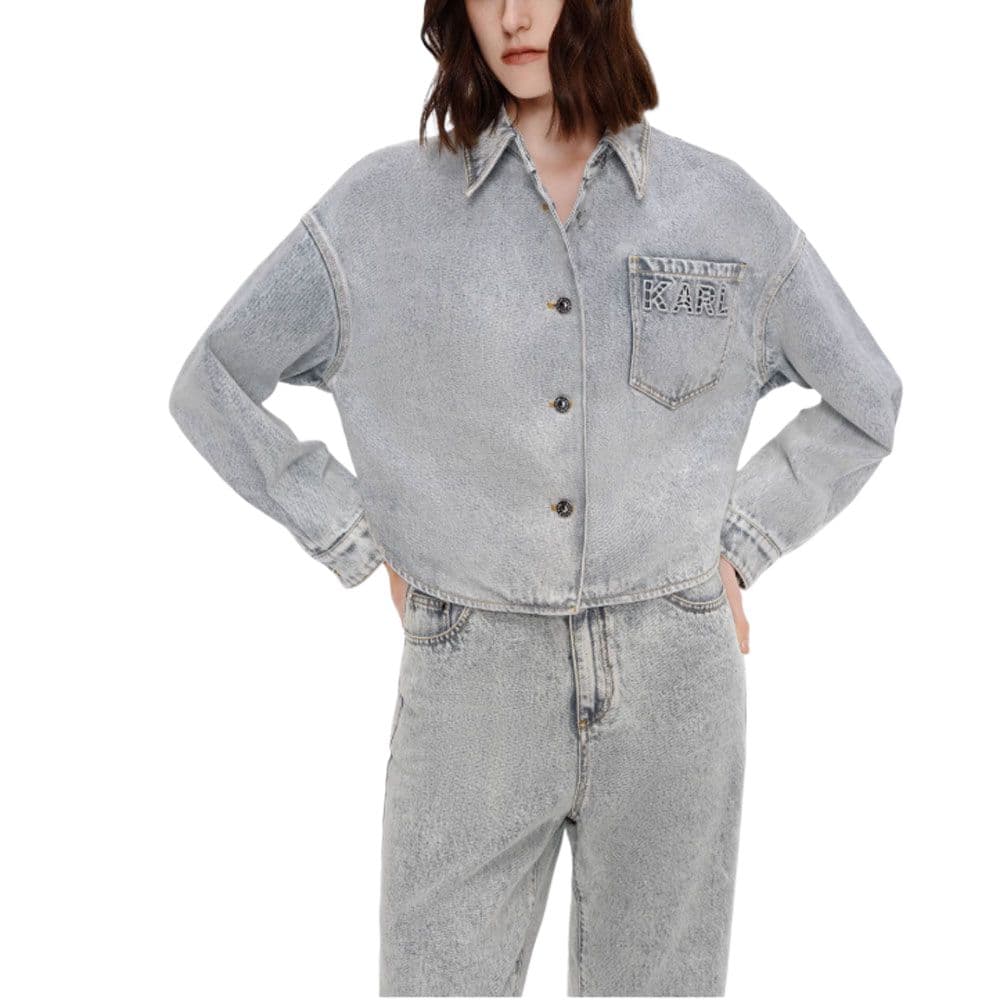 KARL LAGERFELD / Karl Lagerfeld Jeans Городская Жизнь/Путешествие/Коммутирование Роскошь Джинсовые Куртки С Отложным Воротником И Однобортной Застежкой Для Женщин - изображение 3