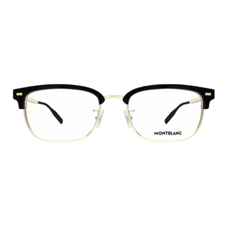 Оправа MONTBLANC Металлические прямоугольные очки с диоптриями унисекс черного золотого цвета - изображение 2